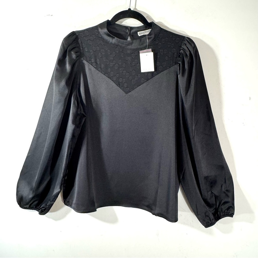 Pleione Satin Lace Long Sleeve Blouse Black Whimsygoth Witchy
